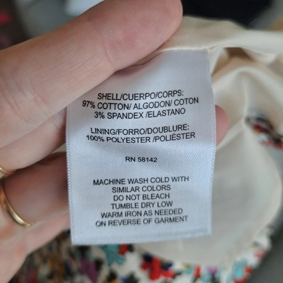 Maggy London Cream Multicolor V Neck Sleeveless Floral Midi Shift Dress Size 4. - Picture 7 of 8